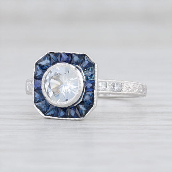 Light Gray New Beverley K 1.71ctw Sapphire Halo Engagement Ring 14k Gold Size 6.75 Diamonds