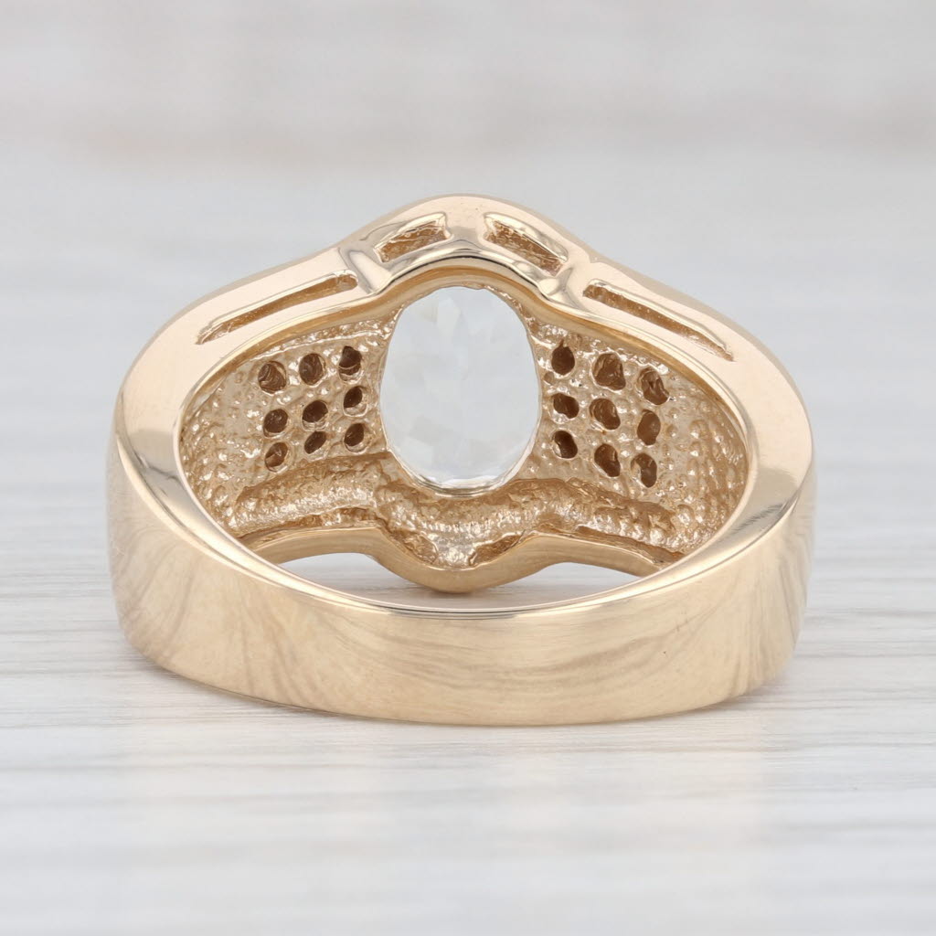 Light Gray 1.90ctw Oval Aquamarine Diamond Ring 14k Yellow Gold Size 7.75