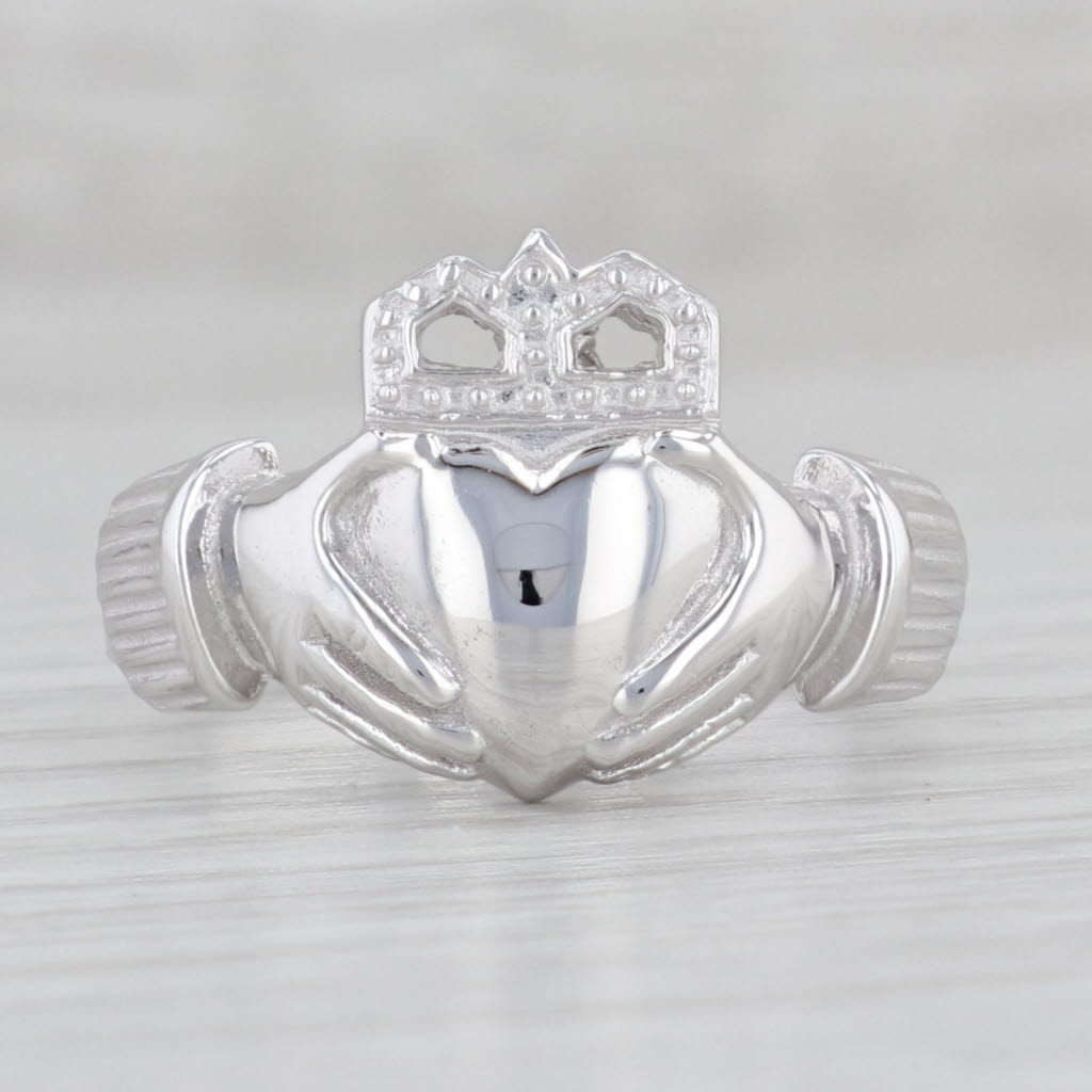 Gray Irish Claddagh Ring 14k White Gold Wedding Statement Stuller Size 9.25