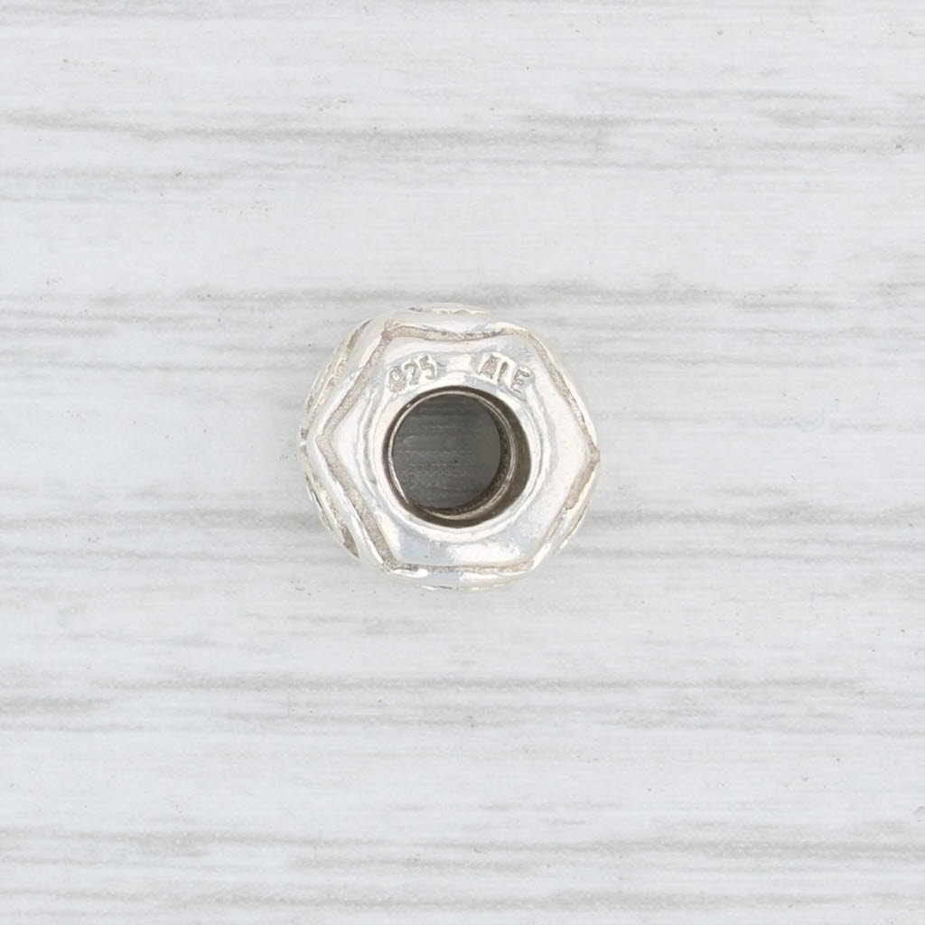 Light Gray Authentic Pandora Waves Large Swirls Charm 790228 Sterling Silver Retired Bead