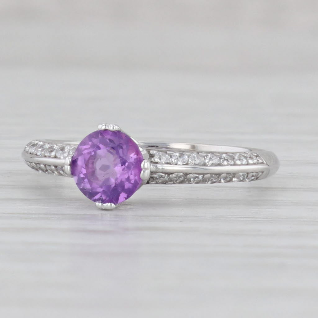 Light Gray 0.84ctw Amethyst Cubic Zirconia Ring 14k Gold Engagement February Birthstone