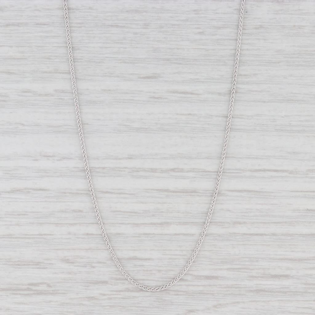 Light Gray New Spiga Wheat Chain Necklace 14k White Gold 16" 0.9mm Lobster Clasp