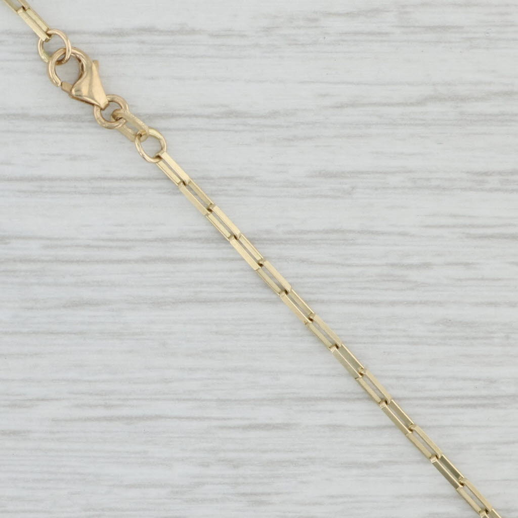 Light Gray 23.5" New Elongated Box Chain 10k Yellow Gold Lobster Clasp 1.6mm