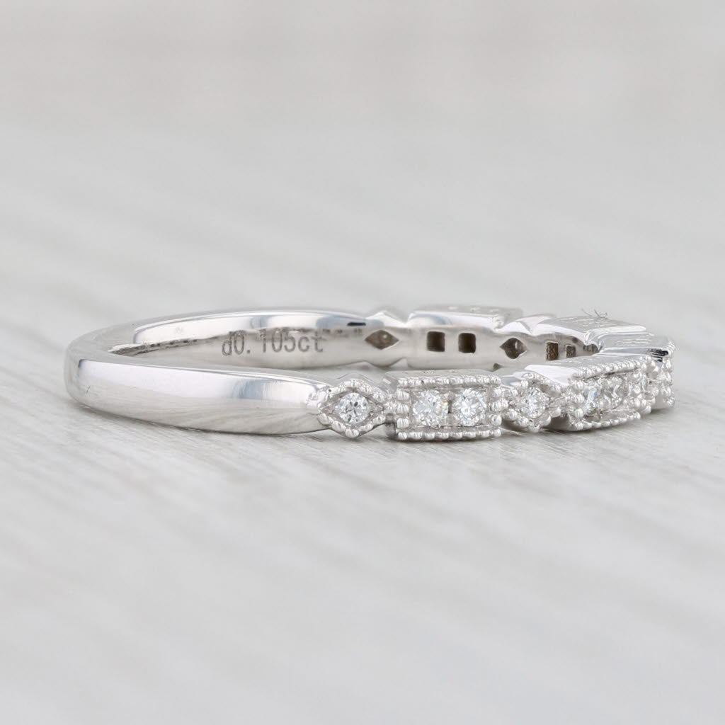 Light Gray New 0.10ctw Diamond Ring 14k White Gold Size 6.5 Stackable Wedding Band