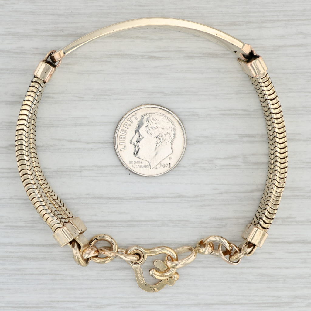 Light Gray Engravable ID Bracelet 1/20 12k Gold Filled 7.75" Hexagon Chain