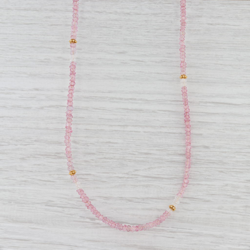Light Gray New Nina Nguyen Harmony Pink Topaz Bead Necklace Long Sterling Gold Vermeil