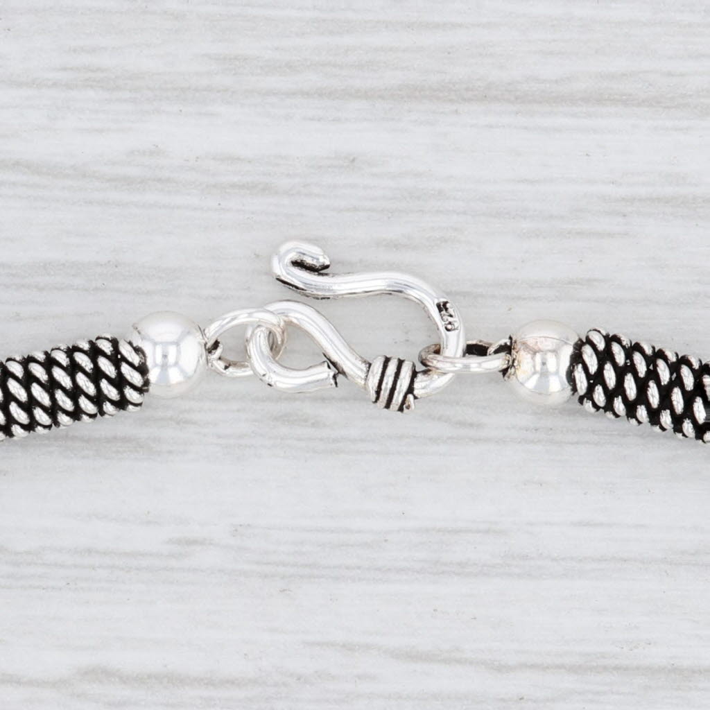 Light Gray New Bead Statement Bracelet Sterling Silver 7.5" Beaded Chain