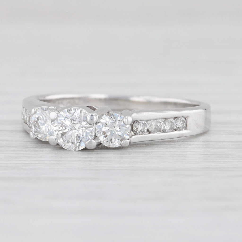 Light Gray 0.87ctw Diamond 3-Stone Engagement Ring 10k White Gold Size 7.5 Cathedral Band