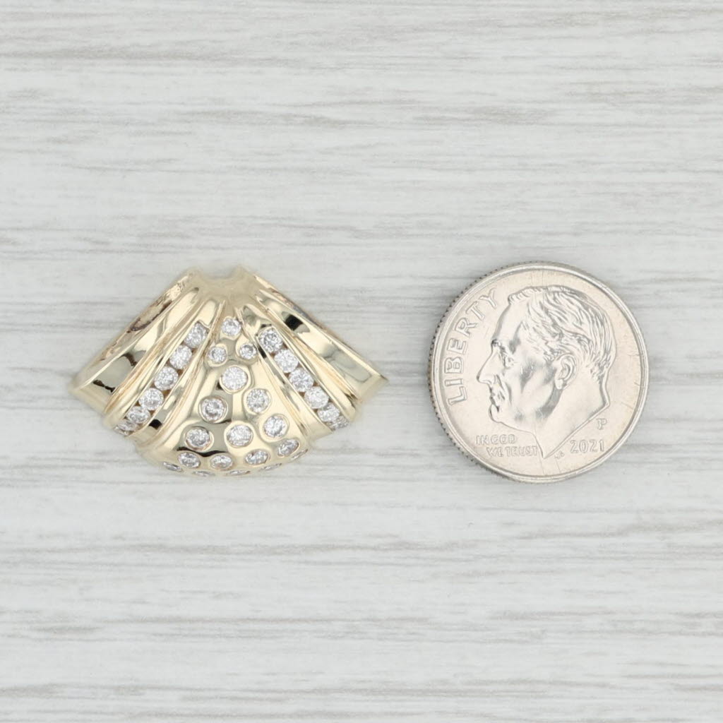 Light Gray 0.85ctw Diamond Fan Slide Pendant 14k Yellow Gold
