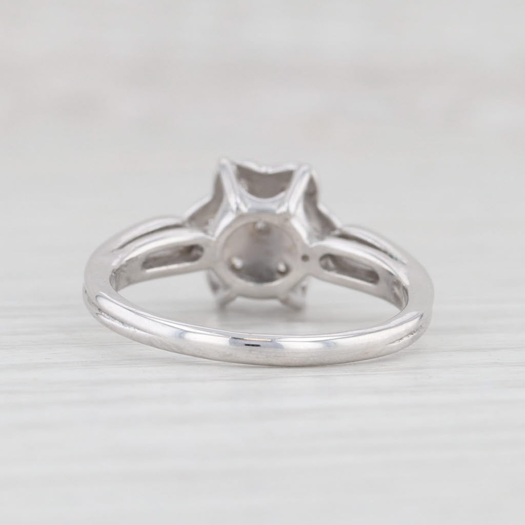Light Gray 0.20ctw Diamond Flower Ring 10k White Gold Size 7 Floral Engagement