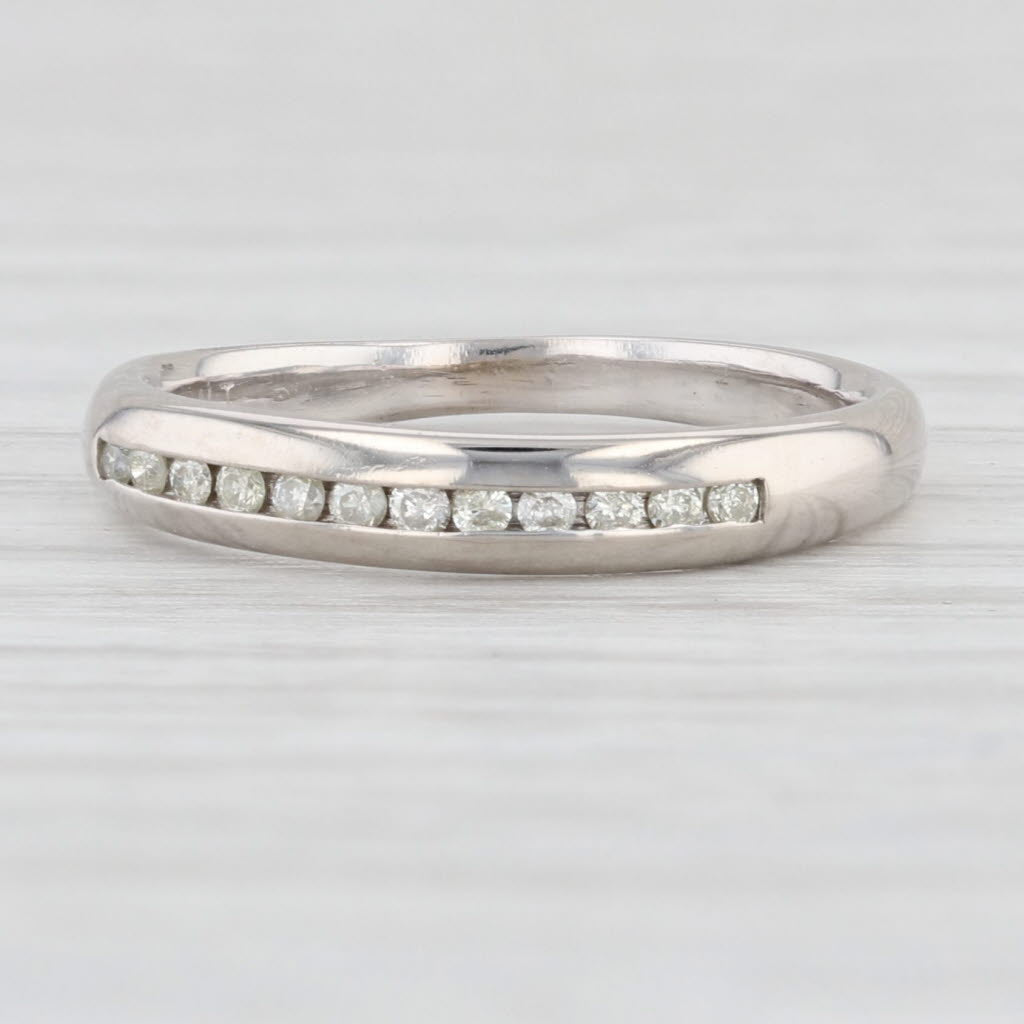 Light Gray Diamond Wedding Band 14k White Gold Size 4.5 Stackable Anniversary Ring