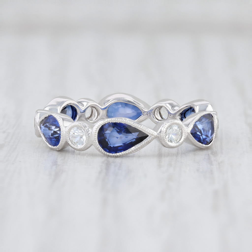 Light Gray New Beverley K Blue White Sapphire Eternity Band 14k Gold Stackable Ring SZ 6.25