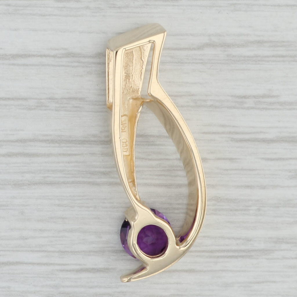 Gray Abstract 1.25ct Amethyst Solitaire Pendant 14k Yellow Gold