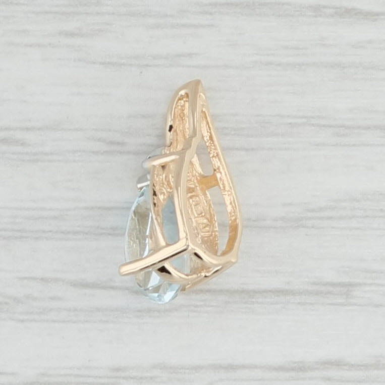 Light Gray 1.25ct Pear Aquamarine Pendant 14k Yellow Gold Teardrop Diamond Accent