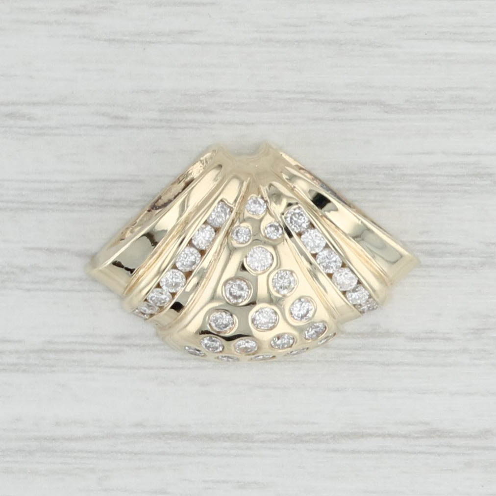Light Gray 0.85ctw Diamond Fan Slide Pendant 14k Yellow Gold