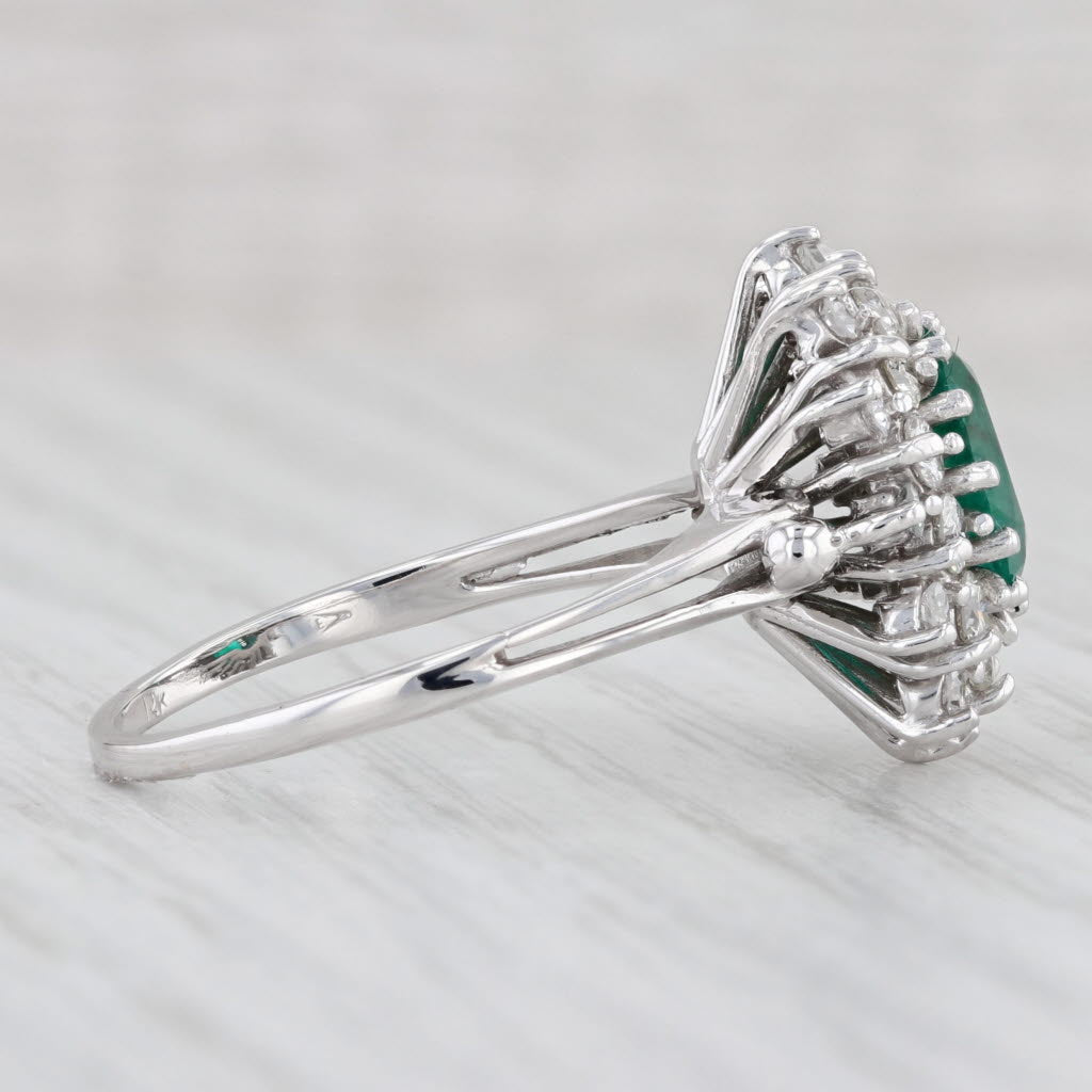 Light Gray 2.29ctw Lab Created Oval Emerald Diamond Halo Ring 14k White Gold Size 10.25