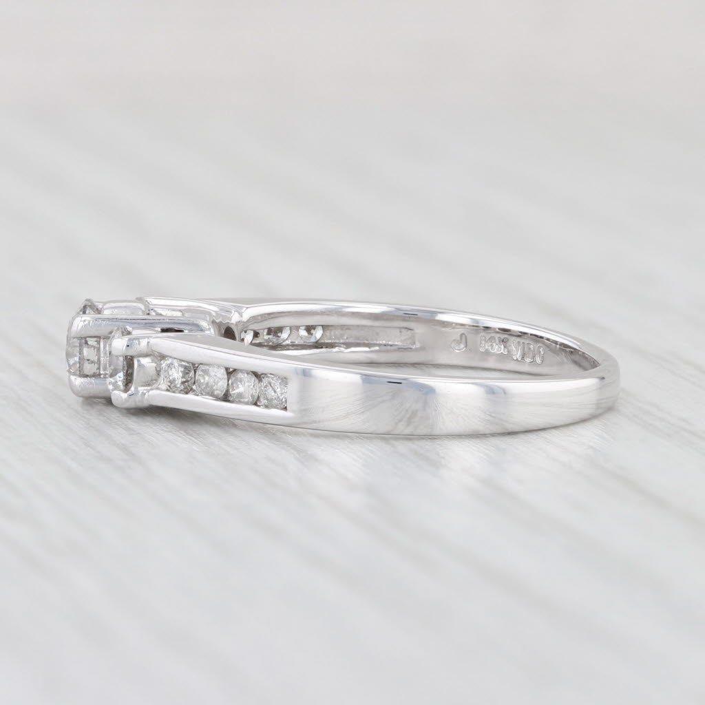 Light Gray 0.87ctw Diamond 3-Stone Engagement Ring 10k White Gold Size 7.5 Cathedral Band