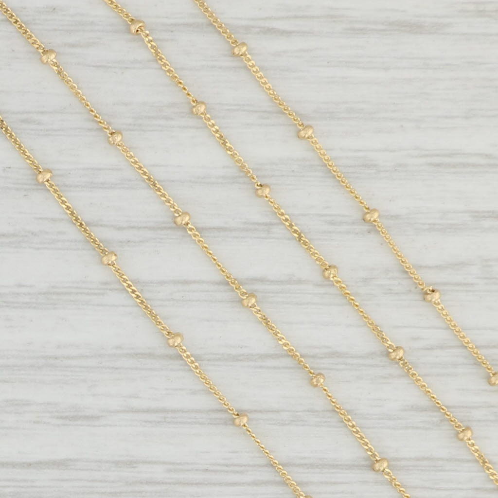 Light Gray New Bead Curb Chain Necklace 14k Yellow Gold 16" 1.8mm Rondells