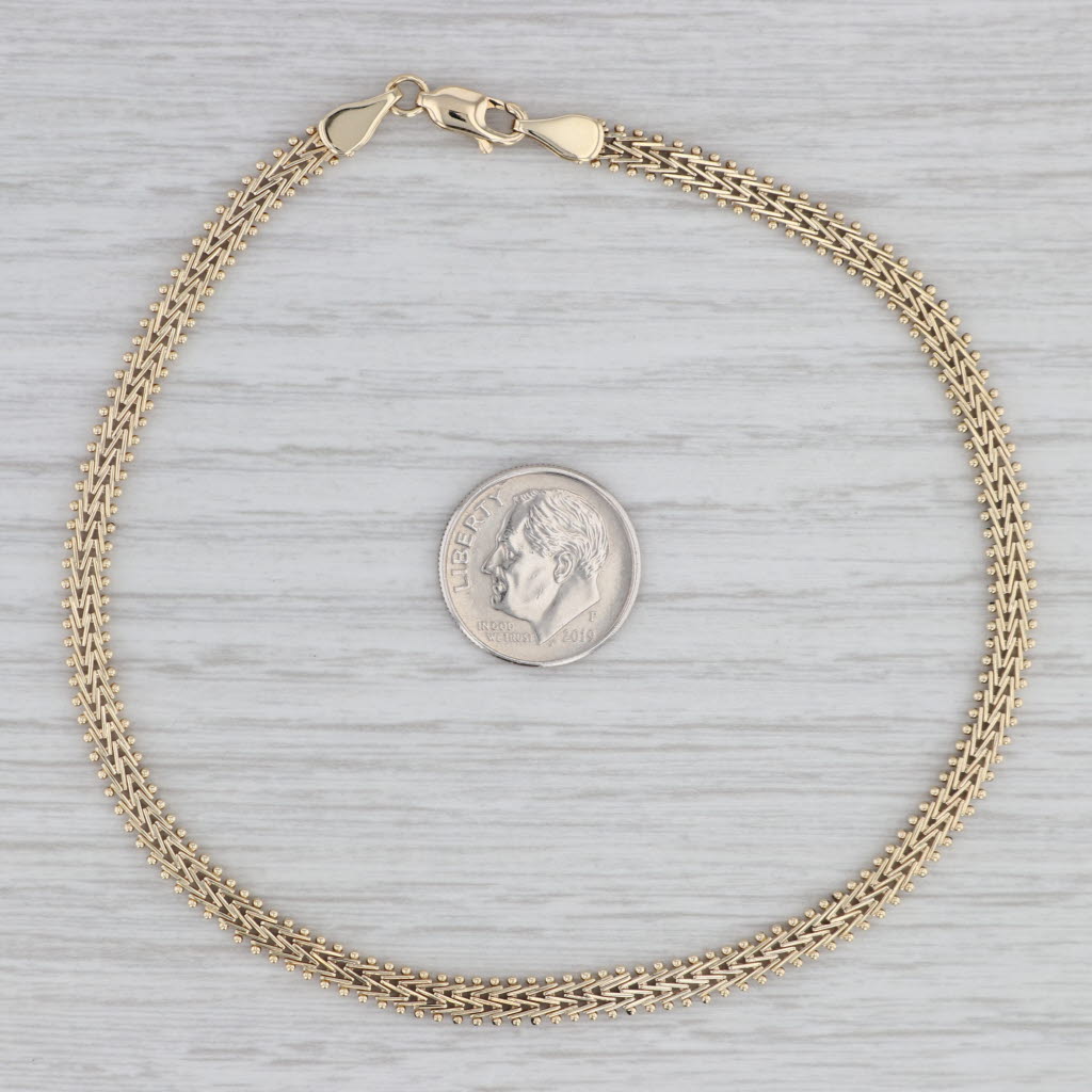 Gray Mesh Chain Ankle Bracelet 14k Yellow Gold 10" 4.5 mm Anklet