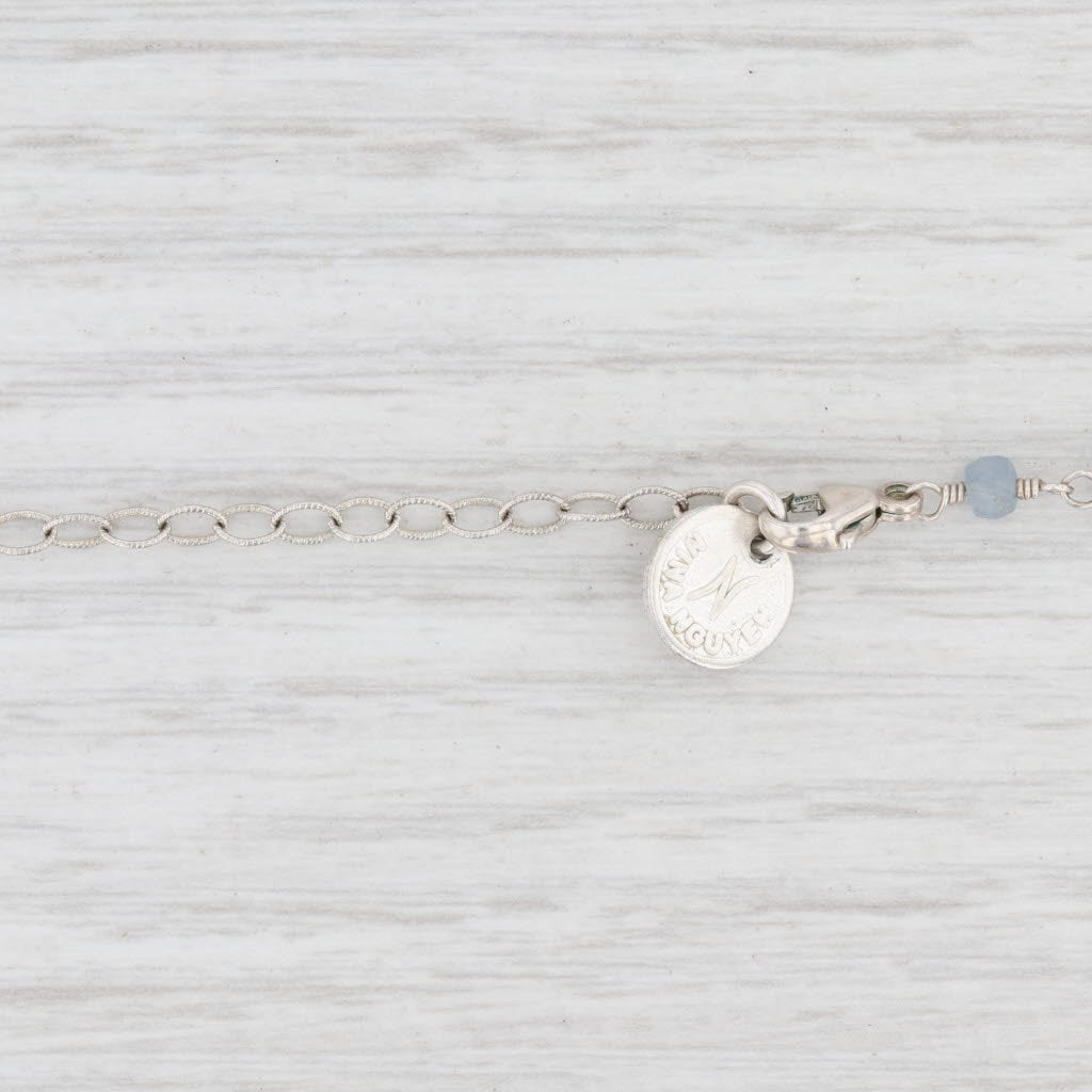 Light Gray New Nina Nguyen Druzy Quartz Sapphire Bead Necklace Sterling Silver 17-19"