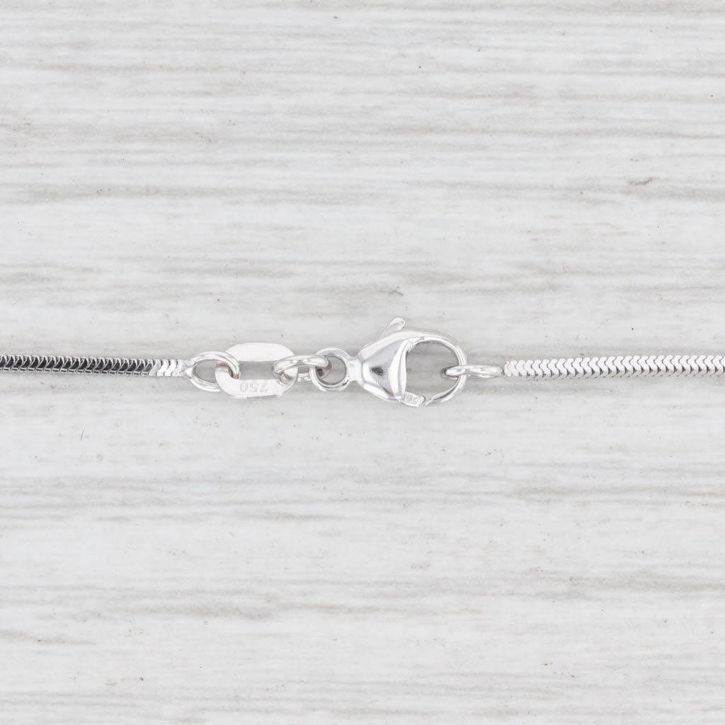 Light Gray New Square Box Chain Necklace 18k White Gold 18" 1mm Lobster Clasp