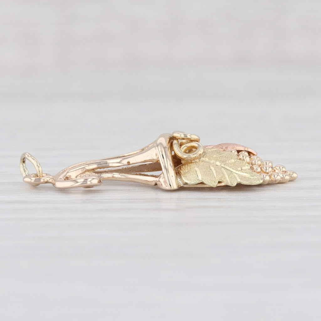 Light Gray Black Hills Gold Leaf Pendant 10k-12k Gold Charm