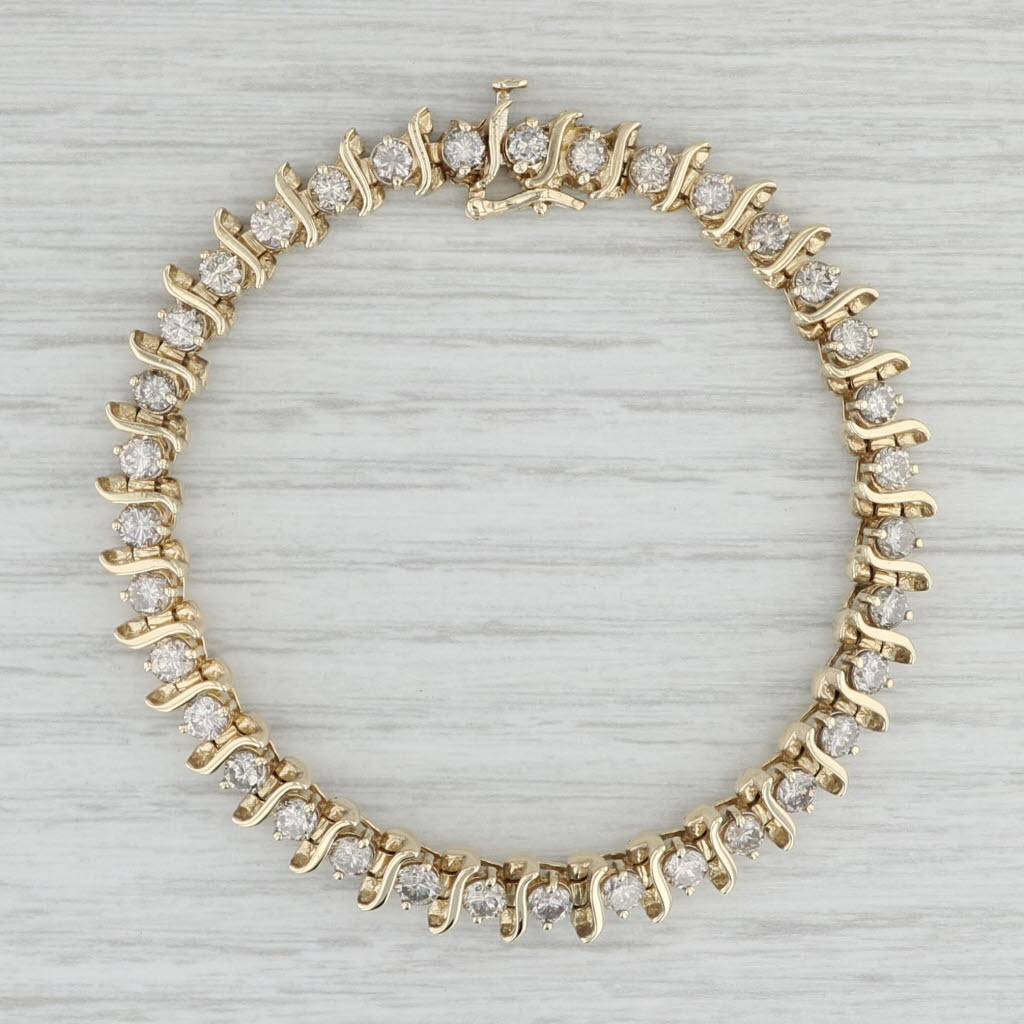 Light Gray 6ctw Champagne Diamond Tennis Bracelet 14k Yellow Gold 7" 6.6mm