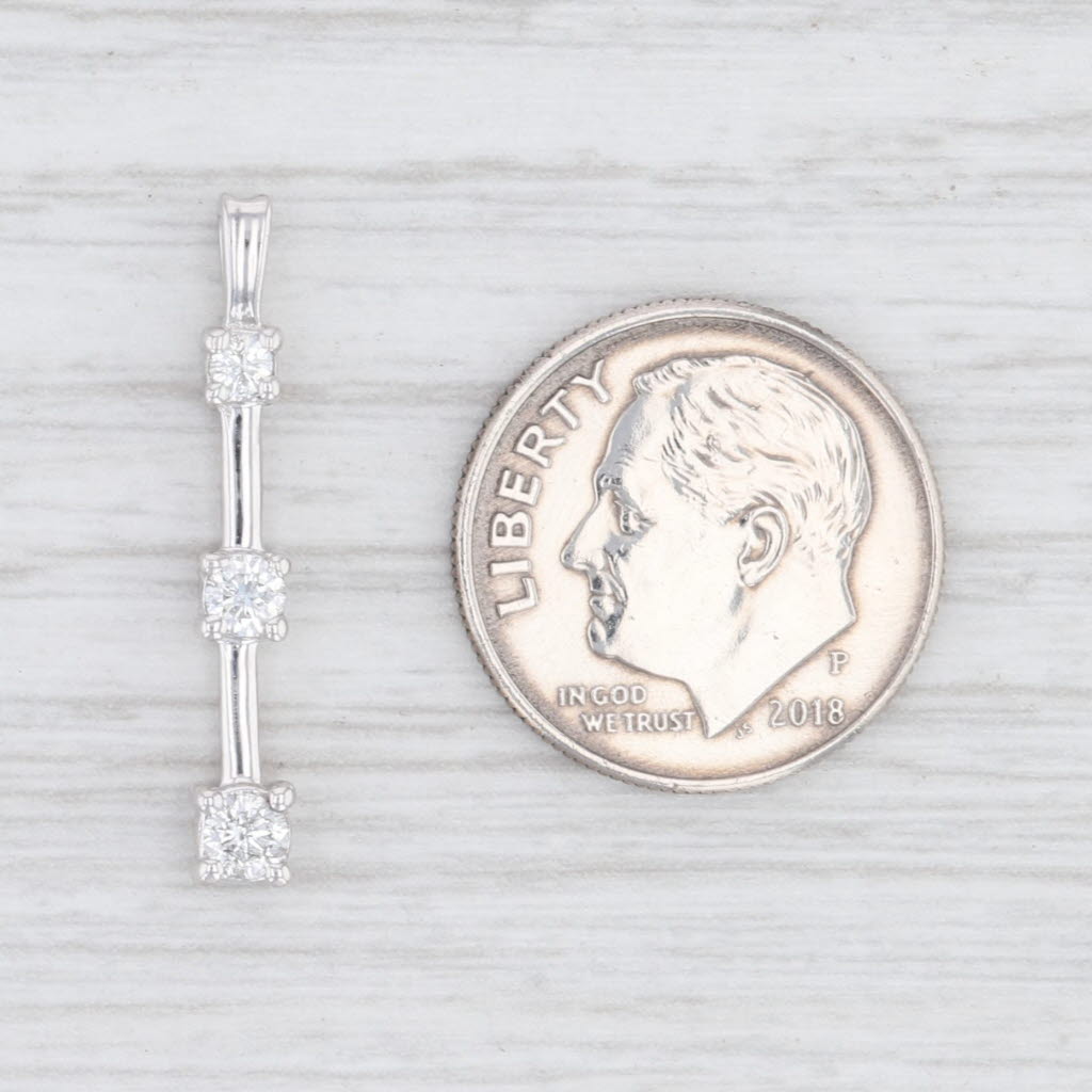 Light Gray 0.23ctw Diamond Journey Pendant 14k White Gold 3-Stone Drop