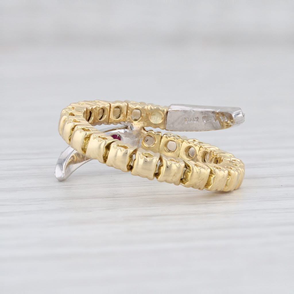 Light Gray Roberto Coin Bypass Ring 18k White Yellow Gold Size 5 with Bag