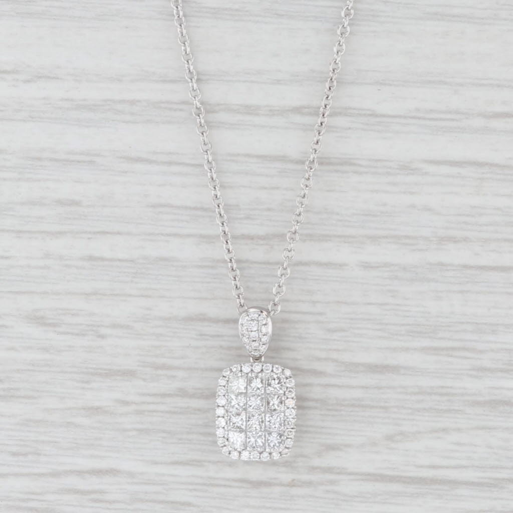 Light Gray Gregg Ruth 0.82ctw VS2 Diamond Halo Pendant Necklace 18" Paperwork & Portfolio