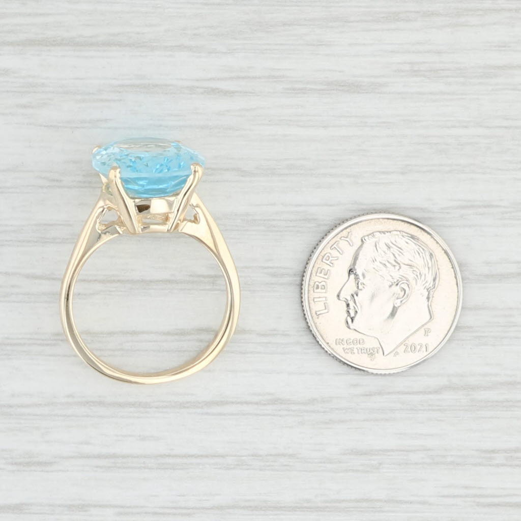 Light Gray 9.41ct Oval Blue Topaz Solitaire Ring 14k Yellow Gold Size 6.5