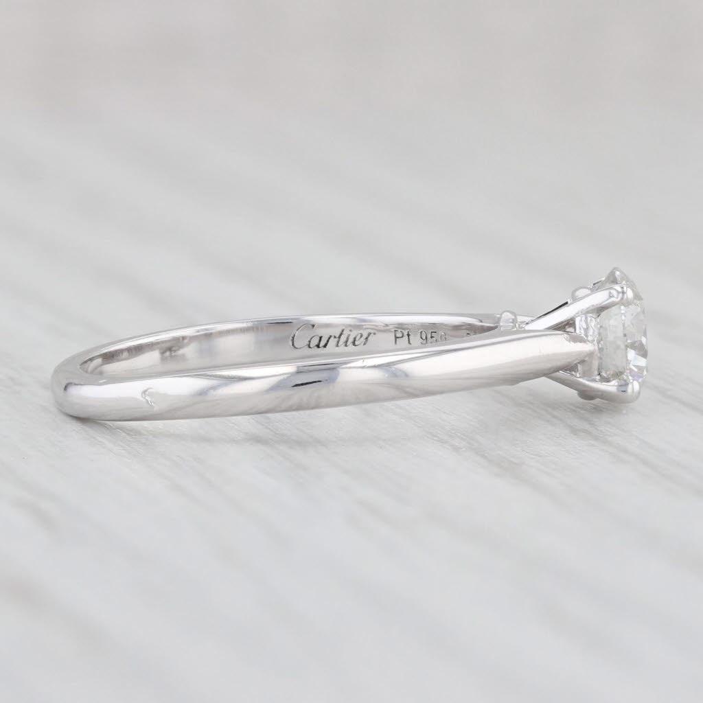 Light Gray Cartier VS1 0.65ct Round Solitaire Diamond Engagement Ring 950 Platinum with Box