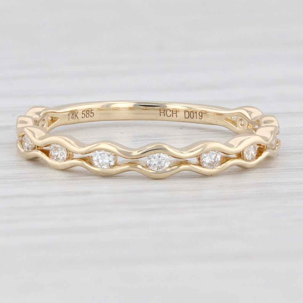 Light Gray New 0.19ctw Diamond Wedding Band 14k Yellow Gold Size 6.5 Stackable Ring