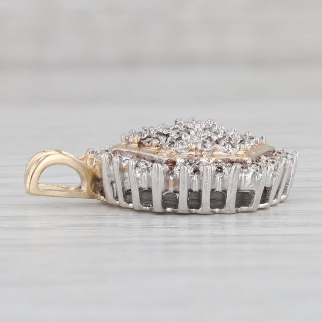 Gray 0.15ctw Diamond Cluster Halo Pendant 10k Yellow White Gold