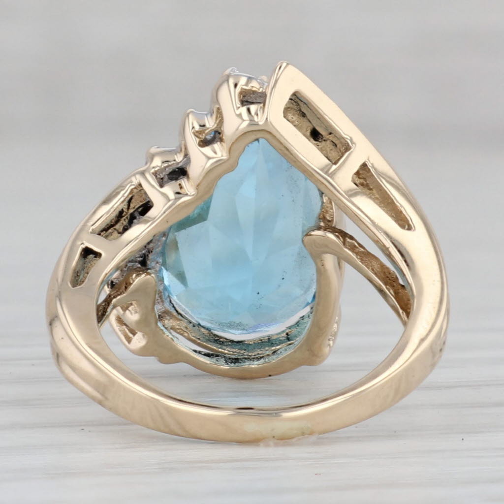 Gray 7.30ctw Teardrop Blue Topaz Diamond Ring 14k Yellow Gold Size 5 Cocktail