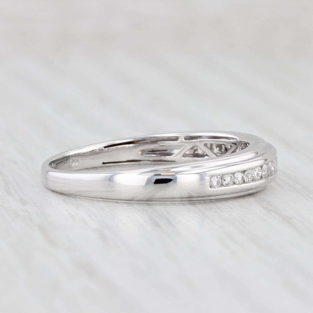 Light Gray 0.25ctw Diamond Men’s Wedding Band 14k White Gold Ring Size 11.5