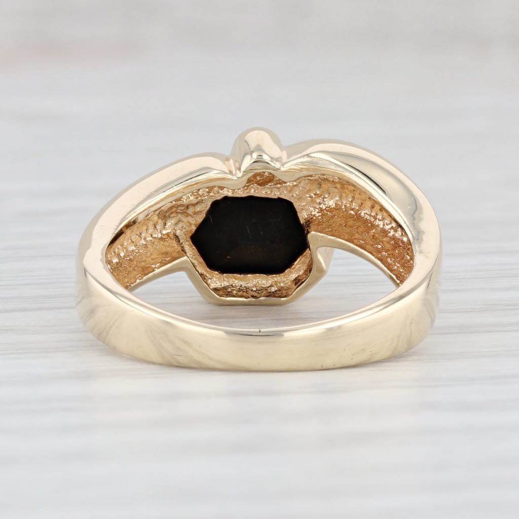Light Gray Onyx Diamond Ring 14k Yellow Gold Size 5.75 Stackable