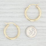 Light Gray New Round Hoop Earrings 14k Yellow Gold 3 x 26mm Pierced Hoops