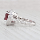Light Gray 3.44ctw Red Burma Spinel Diamond Halo Ring 14k White Gold Size 5.5 Engagement