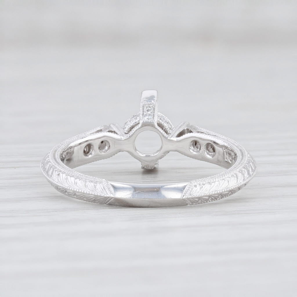 Light Gray New Beverley K Semi Mount Diamond Engagement Ring 18k White Gold Size 6 Round