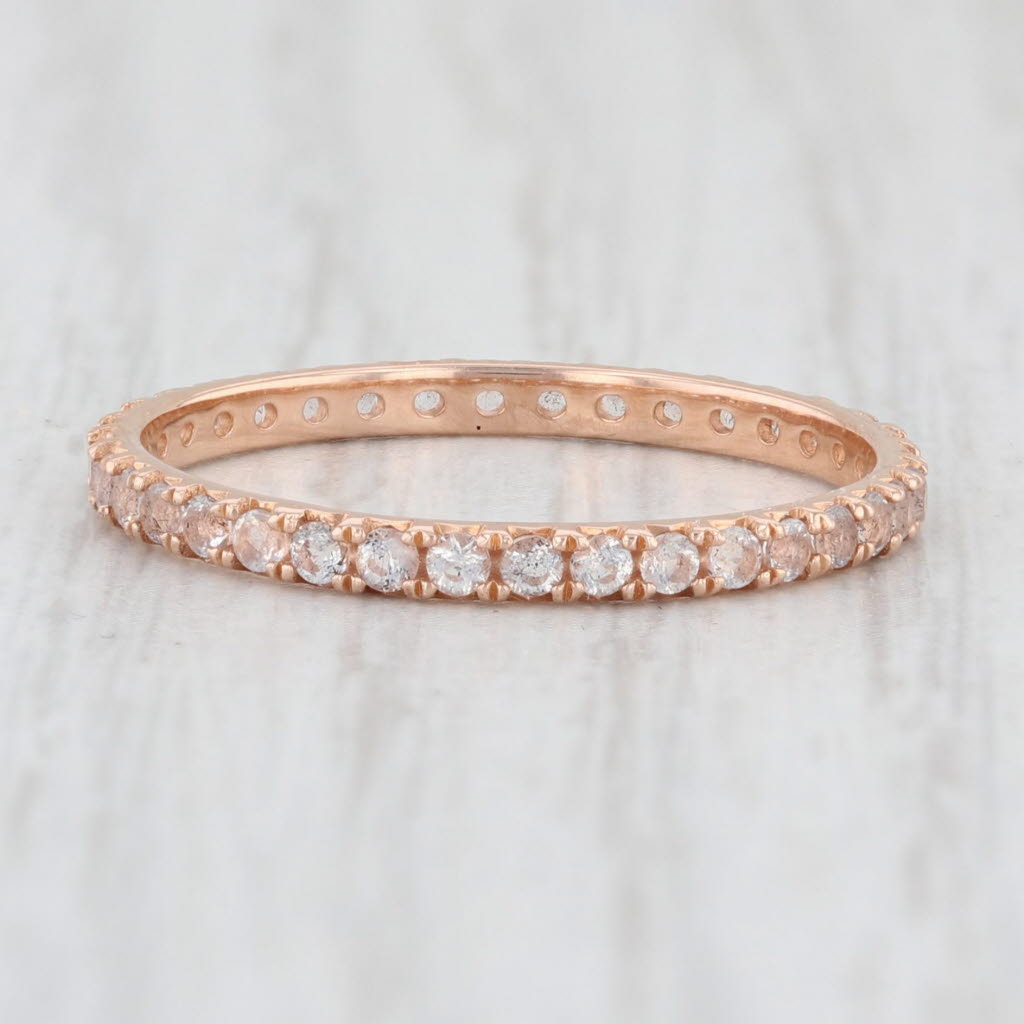 Light Gray New 0.60ctw White Labradorite Eternity Ring 14k Rose Gold Sz 6.75 Stackable Band