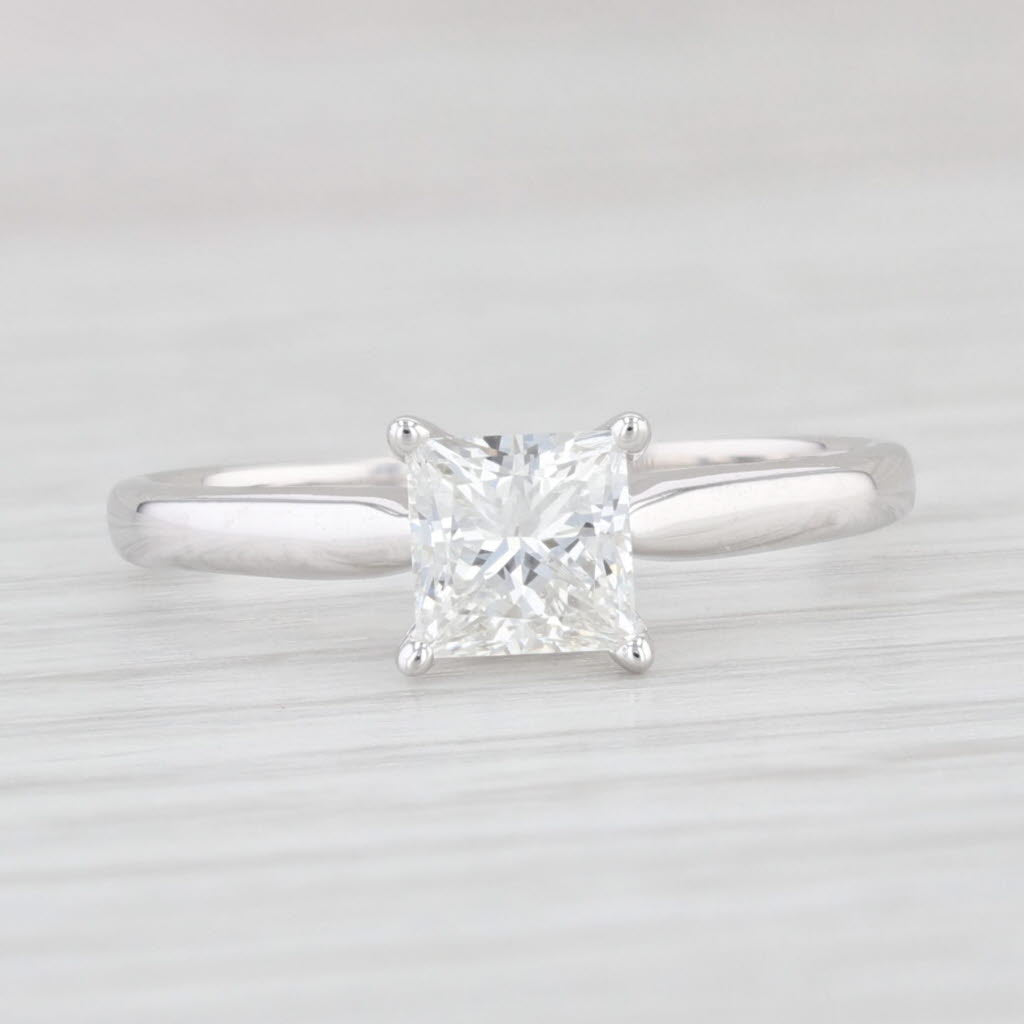 Light Gray 1.02ctw VS2 Princess Diamond Square Solitaire Engagement Ring 14k White Gold GIA Sz 7