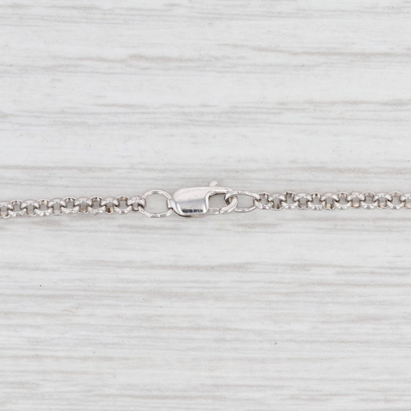 Light Gray New Cross Pendant Necklace Black Diamonds Sterling Silver 21.5" Rolo Chain