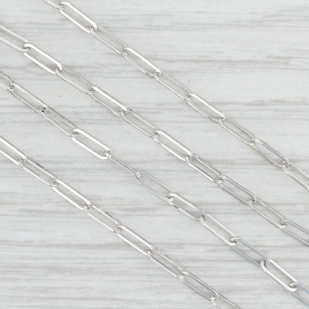 Light Gray New 20" Paperclip Chain Necklace 14k White Gold 2.1mm Lobster Clasp