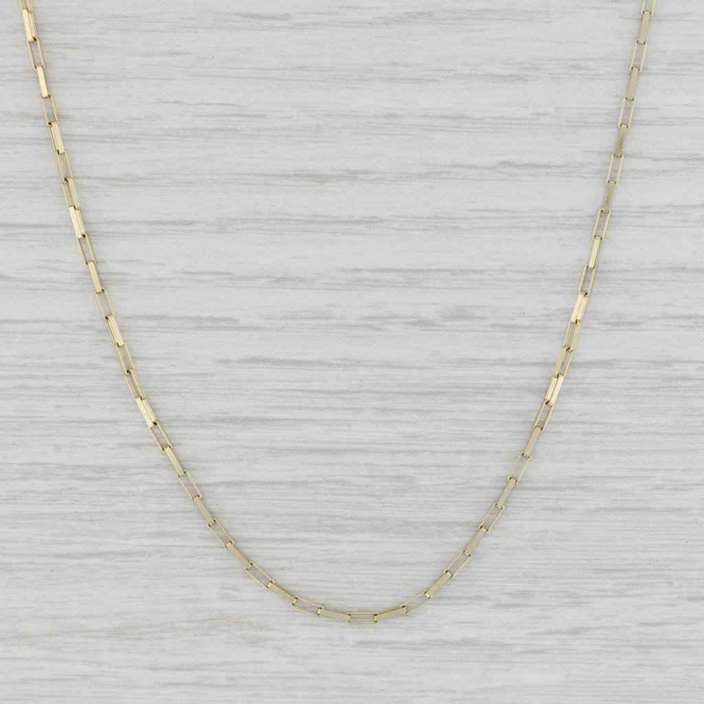 Light Gray 23.5" New Elongated Box Chain 10k Yellow Gold Lobster Clasp 1.6mm