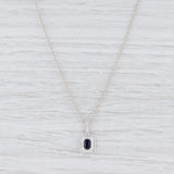 Light Gray 0.69ctw Blue Sapphire White Diamond Halo Pendant Necklace 14k Gold Adjustable