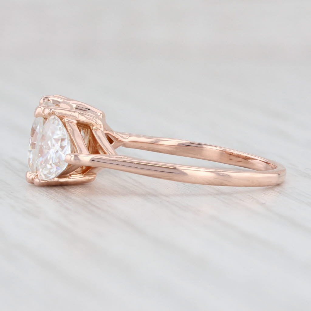 Light Gray 2.70ctw Moissanite 3-Stone Ring 14k Rose Gold Size 6 Engagement
