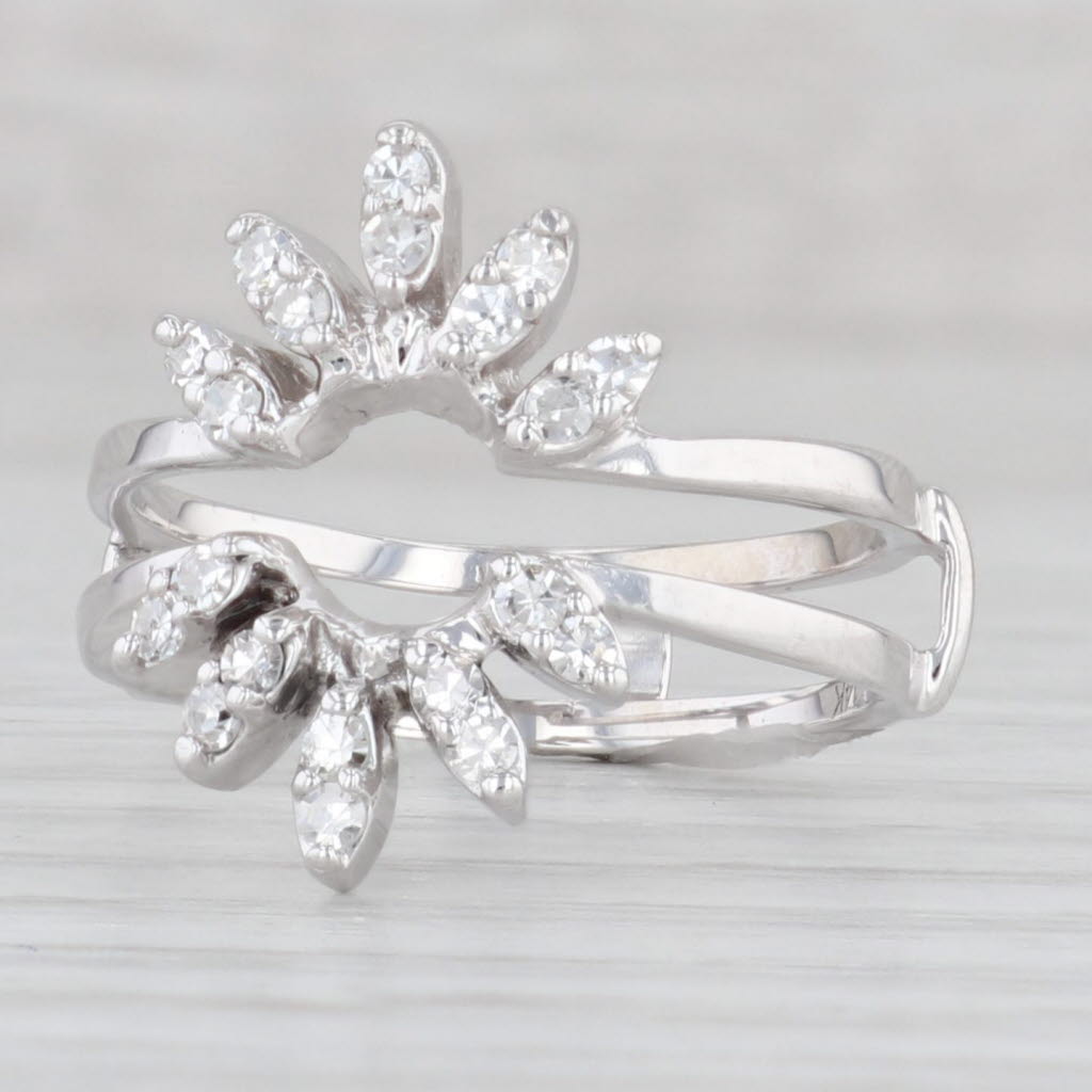 Light Gray 0.35ctw Diamond Ring Jacket 14k White Gold Wrap Guard Size 7.75