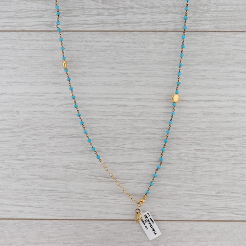 Gray New Nina Nguyen Sea Foam Turquoise Quartz Bead Necklace Sterling Gold Vermeil