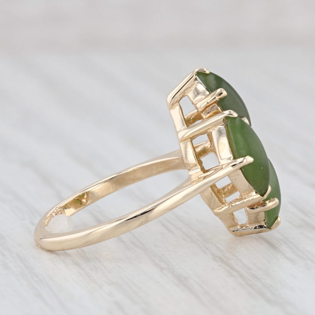 Light Gray Green Serpentine Cluster Ring 14k Yellow Gold Size 4.5